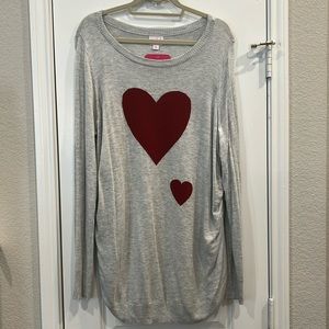 NEW! Isabel Maternity by Ingrid & Isabel side ruched crew neck heart sweater